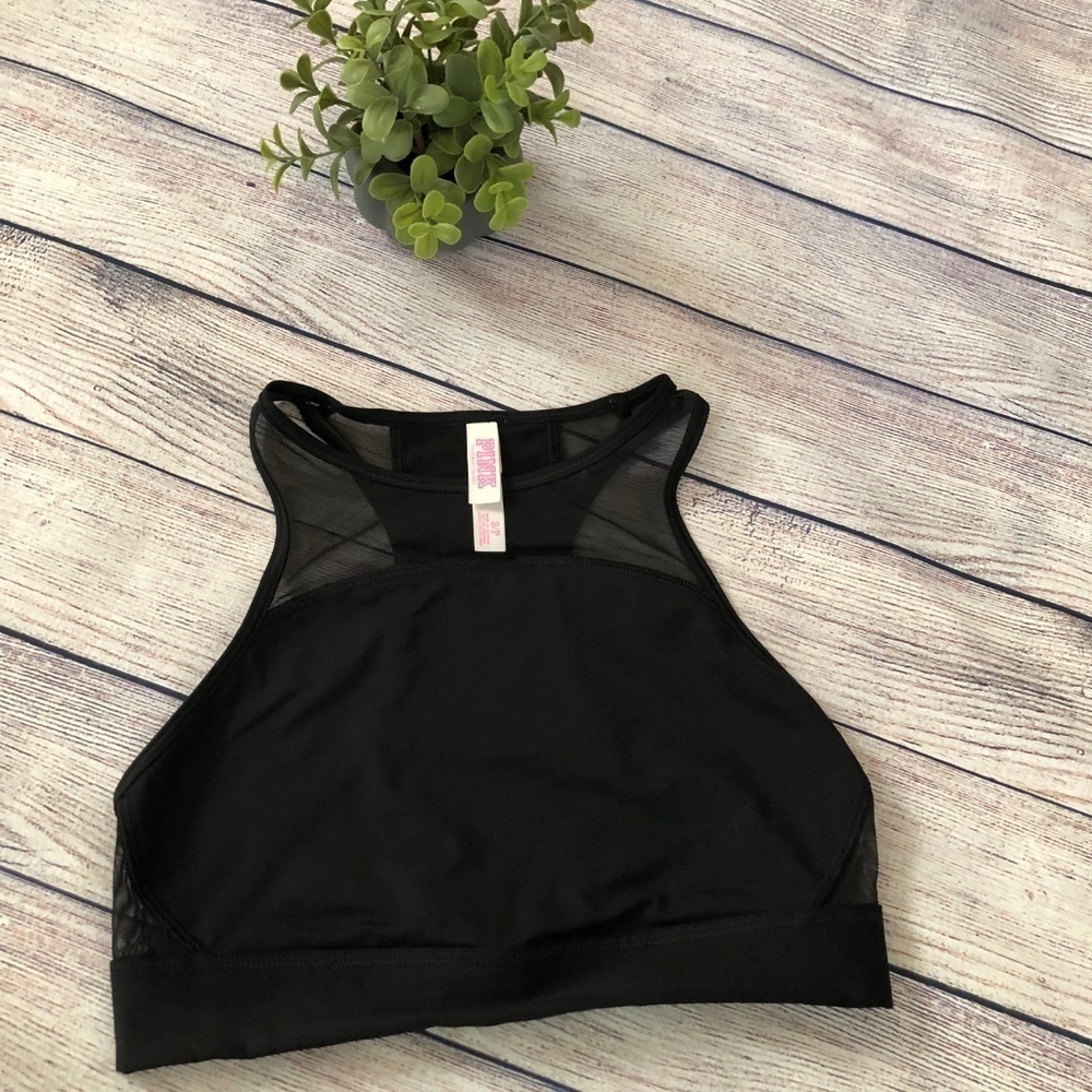 Pink High Neck Bralette With Logo in Back Size S